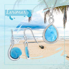 Load image into Gallery viewer, Sterling Silver Natural Larimar Teardrop Pendant with 18" Chain