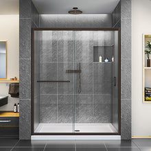 Load image into Gallery viewer, DreamLine Infinity-Z 56-60 in. W x 72 in. H Semi-Frameless Sliding Shower Door, Clear Glass in Oil Rubbed Bronze, SHDR-0960720-06