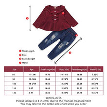 Load image into Gallery viewer, Baby Girl Outfits 6-9 Months Infant Baby Clothes Red Ruffle Sleeve Shirt Toddler Ripped Jeans Denim Pants Set 6-12 Months Girl Clothes