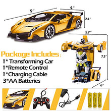 Load image into Gallery viewer, AMENON Remote Control Transform Car Robot Toy with Lights Deformation RC Car 2.4Ghz 1:18 Rechargeable 360°Rotating Stunt Race Car Toys for Kids Boys Girls Age 8 9 10 11 Year Old Easter Toy Gifts