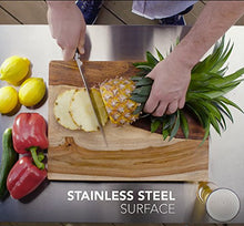 Load image into Gallery viewer, Keter Unity XL Portable Outdoor Table and Storage Cabinet with Hooks for Grill Accessories-Stainless Steel Top for Patio Kitchen Island or Bar Cart, Espresso Brown