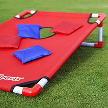 Load image into Gallery viewer, GoSports Portable PVC Framed Cornhole Toss Game Set with 8 Bean Bags and Travel Carrying Case - Choose American Flag Design, Red & Blue or Football