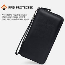 Load image into Gallery viewer, Women RFID Blocking Wallet Leather Zip Around Phone Clutch Large Travel Purse Wristlet (Black) …