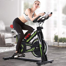 Load image into Gallery viewer, Indoor Cycling Bike Stationary Bicycle, Abdominal Exercise Machine w/LCD Monitor and Ipad holder for Home Cardio Workout, Adjustable Seat and Handlebar (Black)