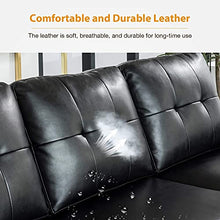 Load image into Gallery viewer, HONBAY Convertible Sectional Sofa with Ottoman Modern L Shape Sectional Couch Faux Leather Couch with Reversible Chaise, Black