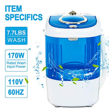 Load image into Gallery viewer, KUPPET Mini Portable Washing Machine for Compact Laundry, 7.7lbs Capacity, Small Semi-Automatic Compact Washer with Timer Control Single Translucent Tub
