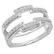 Load image into Gallery viewer, Dazzlingrock Collection 0.50 Carat (ctw) Round White Diamond Ladies Anniversary Wedding Enhancer Guard Double Band 1/2 CT, 14K White Gold, Size 8