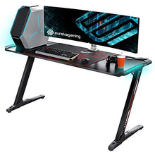 Load image into Gallery viewer, EUREKA ERGONOMIC Z60 Gaming Desk 60'' Z Shaped Large PC Computer Gaming Desks Tables with RGB LED Lights Controller Stand and Mouse Pad for E-Sport Racing Gamer Pro Home Office Gift
