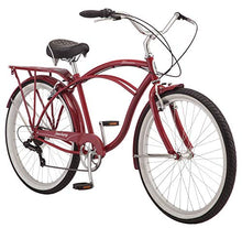 Load image into Gallery viewer, Schwinn Sanctuary 7 Comfort Cruiser Bike, Featuring Retro-Styled 18-Inch/Medium Steel Step-Over Frame and 7-Speed Drivetrain with Front and Rear Fenders, Rear Rack, and 26-Inch Wheels, Red