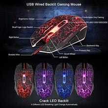 Load image into Gallery viewer, BlueFinger Backlit Gaming Keyboard and Mouse Combo,USB Wired Backlit Keyboard Mouse Game Set,Multimedia Keys,3 Color LED Crack Illumination Keyboard Mouse for Game and Work