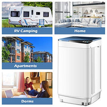 Load image into Gallery viewer, Giantex Full-Automatic Washing Machine Portable Washer and Spin Dryer 7.7 lbs Capacity Compact Laundry Washer with Built-in Barrel Light Drain Pump and Long Hose for Apartments Camping (White & Blue)