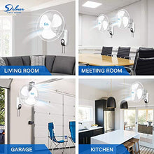 Load image into Gallery viewer, HealSmart Digital Household Wall Mount Fans 16 Inch Adjustable Tilt, 90 Degree, 3 Speed Settings, 1 Pack, White