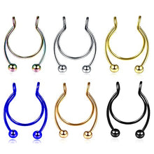 Load image into Gallery viewer, 20G Fake Nose Rings Hoop Clip-on Stainless Steel Septum Jewelry Non Piercing Cartilage Earring Lip Rings Faux Nose Ring Piercing Jewelry