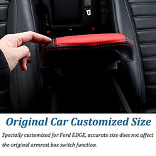 Load image into Gallery viewer, CEBAT Auto Center Console Cover Pad, Waterproof Anti-Scratch Leather Armrest Seat Box Protector Fit for Ford Edge 2015-2021, Car Interior Decoration Accessories(Red Stitches)