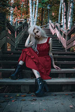 Load image into Gallery viewer, Womens Steampunk Sleeveless Dress Victorian Ruffled High Low Dress Wine L