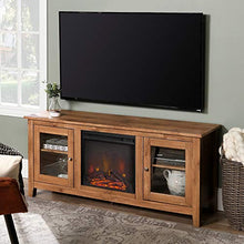 Load image into Gallery viewer, WE Furniture Traditional Wood Fireplace Stand for TV's up to 64" Living Room Storage, Barnwood Brown