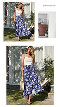 Load image into Gallery viewer, Women Summer Casual Loose Fit Vintage High Waist Printing Floral Maxi Skirt (Blue,XL)