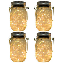 Load image into Gallery viewer, CHBKT 4-Pack Solar-powered Mason Jar Lights (Mason Jar / Handle Included),20 Bulbs Jar Hanging Light,Garden Outdoor Solar / Hanging Lantern,Decor Solar Light,Table Light,Patio Path Light,Warm White