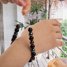 Load image into Gallery viewer, Triple Protection Bracelet for Women and Men - Bring Prosperity, Good Luck - with 10mm Crystal Beads of Hematite, Black Obsidian, Tiger Eye - Stone Bracelets