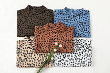 Load image into Gallery viewer, Valphsio Women Leopard Print Blouse Shirts Stand Collar Long Sleeves Vintage Casual Tops Blue