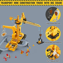 Load image into Gallery viewer, Construction Excavator Toy Truck for Boys 3 4 5 6 7 Years Old, Engineering Vehicles with 2 Tower Crane and Small Bulldozer Cement Mixer Dump Truck, Christmas Birthday Gift for Kids