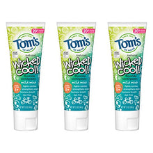 Load image into Gallery viewer, Tom's of Maine ADA Approved Wicked Cool! Fluoride Kid's Toothpaste, Natural Toothpaste, Dye Free, No Artificial Preservatives, Mild Mint, 5.1 oz. 3-Pack