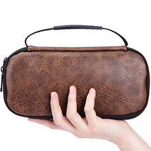 Load image into Gallery viewer, ibeacos Leather Game Traveler Deluxe Travel Case Console Protective Sleeve Accessories Storage Bag With 12 Build-in Game Card Holders And Mesh Zipper Pocket for Nintendo (Coffee)