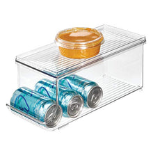 Load image into Gallery viewer, iDesign Plastic Beverage Fridge Organizer with Lid, Clear Plastic – 13.84” x 5.7” x 5.8” – Kitchen Storage Container with Versatile Design, Ideal for Pantry, Refrigerator or Cabinet Organization