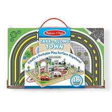 Load image into Gallery viewer, Melissa & Doug 18-Piece Wooden Take-Along Tabletop Town, 4 Rescue Vehicles, Play Pieces, Bridge