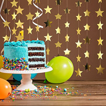 Load image into Gallery viewer, 130 Feet Glitter Star Paper Garland Banner Hanging Decoration for Graduation Class of 2022 Congrats Grad Wedding Birthday Festival Party Decoration (Gold)