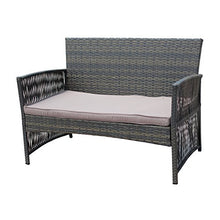 Load image into Gallery viewer, IDS Home 4 Piece Brown Pattio Furniture Wicker Conversation Set, Loveseat & 2 Cushion Chairs, Glass Coffee Table for Garden Lawn Poolside Backyard