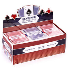 Load image into Gallery viewer, 12 Pinochle Playing Card Decks, Red/Blue - Wide Size Regular Index Playing Cards Bulk Set - 48-Card Pre-Made Plastic-Coated Custom Decks - Tabletop Games & Accessories - Collector Items, Toys & Family