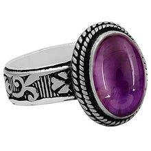 Load image into Gallery viewer, Amethyst Ring Size 8 925 Silver Overlay Vintage Style Handmade Solitaire Ring