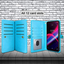 Load image into Gallery viewer, Harryshell Detachable Magnetic 12 Card Slots Wallet Case PU Leather Flip Protective Cover Wrist Strap for T-Mobile Revvl 4 Plus Revvl 4+ (Not fit REVVL 4 / REVVL 5G) (Flower Blue)
