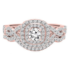Load image into Gallery viewer, Dazzlingrock Collection 1.00 Carat (ctw) 14K White Diamond Swirl Bridal Halo Engagement Ring Set 1 CT, Rose Gold, Size 7