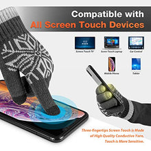 Load image into Gallery viewer, Pvendor Winter Gloves Touch Screen Warm Knit Gloves, Soft Wool Lining Elastic Cuff, Anti-Slip Rubber Design Warm Gloves for Men Women(Gray, OneSize)