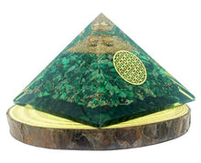 Load image into Gallery viewer, Malachite Orgone Pyramid - Crystals and Healing Stones - Positive Energy Generator Orgonite Pyramid - EMF blocker - Meditation Crystals and Healing Stones- Flower of Life - Orgonite Pyramid