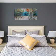 Load image into Gallery viewer, Ardemy Canvas Wall Art Tree White Birch Picture Painting One Panel Blue Forest Landscape Nature Artwork Prints, Modern 40"x20" Framed for Home Office Living Room Bedroom Bathroom Wall Decorations