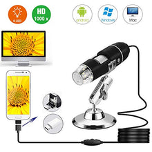 Load image into Gallery viewer, USB Microscope,1000x Magnification Endoscope, 8 LED USB 2.0 Digital Microscope, Mini Camera with OTG Adapter and Metal Stand, Compatible with Mac Window 7 8 10 Android Linux (Black)