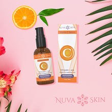 Load image into Gallery viewer, Nuva Skin Vitamin C Serum for Face and Eyes w/Hyaluronic Acid & Liquid Vitamin E - Natural Anti Aging, Anti Wrinkle Facial Treatment – Antioxidant Moisturizer for Acne, Scars & Even Skin Tone