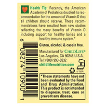 Load image into Gallery viewer, ChildLife Essentials Vitamin D3, Natural Berry Flavor - Support for Healthy Bones and Immune System - Gluten Free, Alcohol Free, Casein Free - 1 fl. oz Glass Bottle