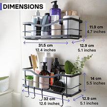 Load image into Gallery viewer, KINCMAX Shower Caddy Bathroom Shelf, No Drilling Traceless Adhesive Bathroom Storage Organizer, SUS304 Rustproof Food Storage Basket, 2-in-1 Kitchen Spice Racks-2 Pack (Matte Black)
