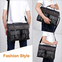 Load image into Gallery viewer, Leather Messenger Bag for Men, 17.3 Inch Vintage Leather Laptop Bag Briefcase Satchel, Large Messenger Bag Water Resistant School Work Bag (Black) …