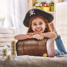 Load image into Gallery viewer, Metal Pirate Coins - 35 Gold Treasure Coin Set, Metal Replica Spanish Doubloons for Board Games, Tokens, Toys, Cosplay - Realistic Money Imitation, Pirate Treasure Chest - Medium Size 7/8 inch