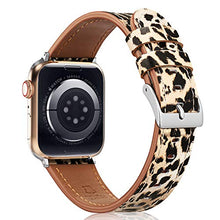 Load image into Gallery viewer, Fintie Bands Compatible with Apple Watch 45mm 44mm 42mm Series 7 6 5 4 3 2 1 and iWatch SE, Genuine Leather Band Replacement Accessories Strap Wristband, Classic Leopard