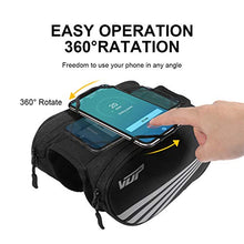 Load image into Gallery viewer, VUP Bike Front Frame Bag, Universal Bicycle Motorcycle Handlebar Bag, Top Tube Bike Bag with 360° Rotation Cell Phone Holder for iPhone 11 Pro/XS MAX/XR/X/7/8 Plus, Galaxy S9/8/7/6/Note, Nubia, Huawei