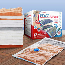 Load image into Gallery viewer, Spacesaver Premium Vacuum Storage Bags (3 x Small, 3 x Medium, 3 x Large, 3 x Jumbo) (80% More Storage Than Leading Brands) Free Hand Pump for Travel! (Variety 12 Pack)