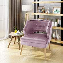 Load image into Gallery viewer, Christopher Knight Home Mariposa Mid-Century Velvet Accent Chair, Light Lavender / Natural
