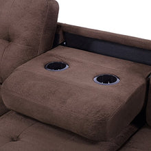 Load image into Gallery viewer, Harper & Bright Designs Sectional Sofa 3 Piece Sofa Sets Couches with Reversible Chaise Lounge Storage Ottoman and Cup Holders for Living Room (Brown)