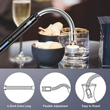 Load image into Gallery viewer, WestRiver Candle Lighter, USB Rechargeable Electric Arc Lighter with Safety Lock & Power Indicator, Portable Flameless Windproof Plasma Lighters with Long Flexible Neck & Aluminum Case (Elegant Black)